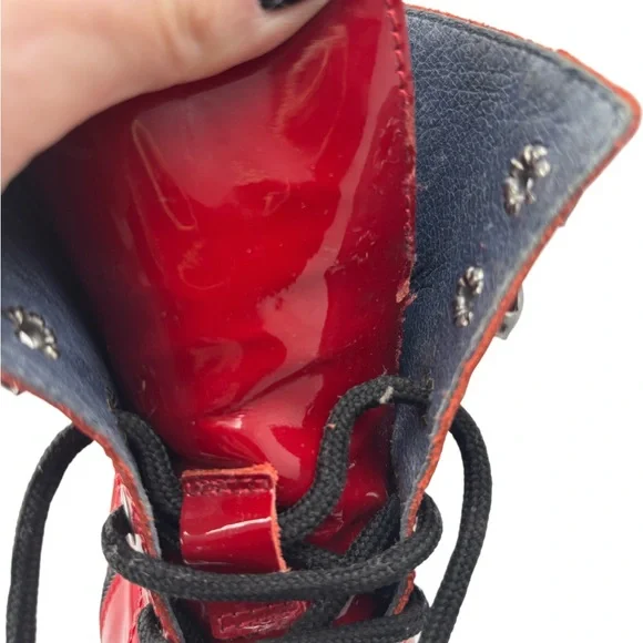 Unity In Diversity Red Patent Combat Boots - Picture 12 of 13